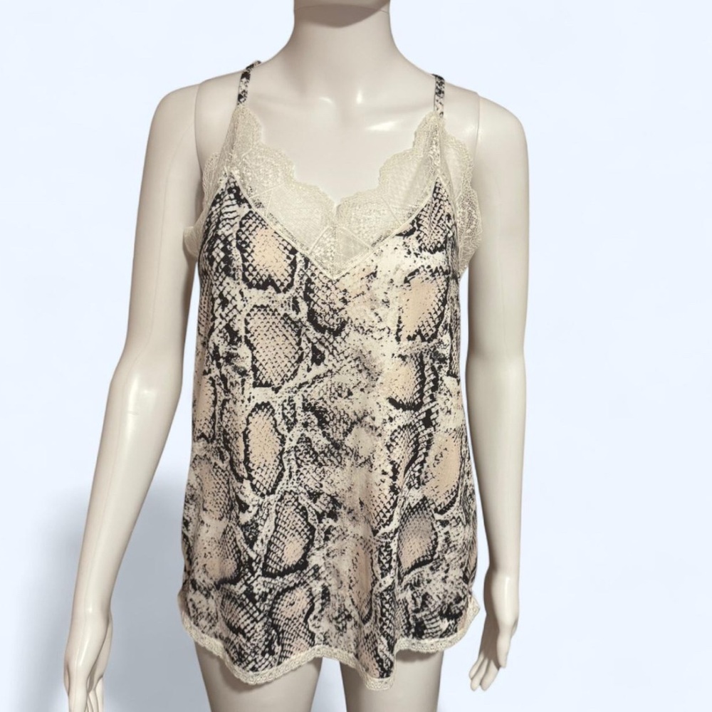 Snake Print Lace Trim Cami Top